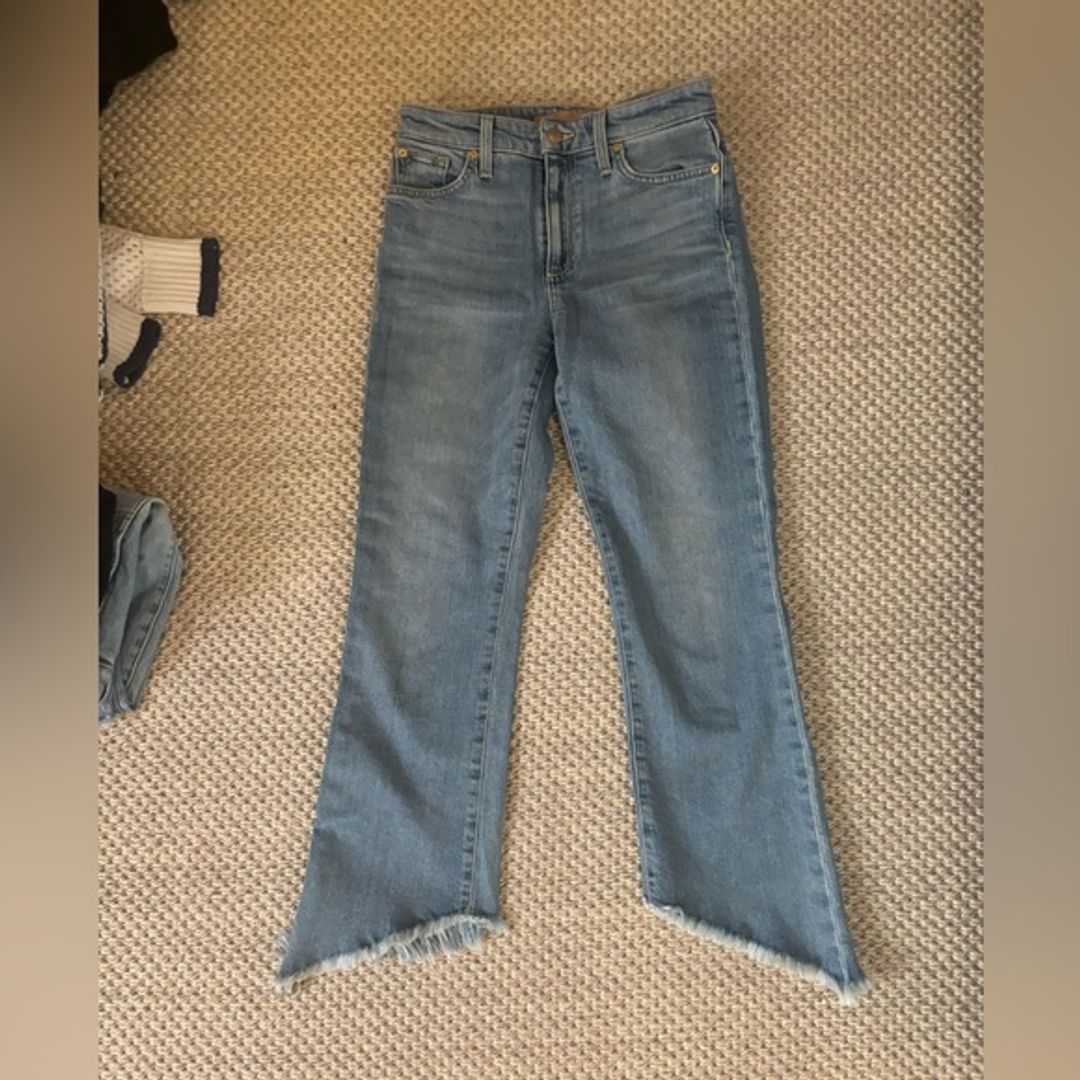 Joe's Jeans Callie Crop Bootcut Jean High Waist Asymmetrical Frayed Hem  