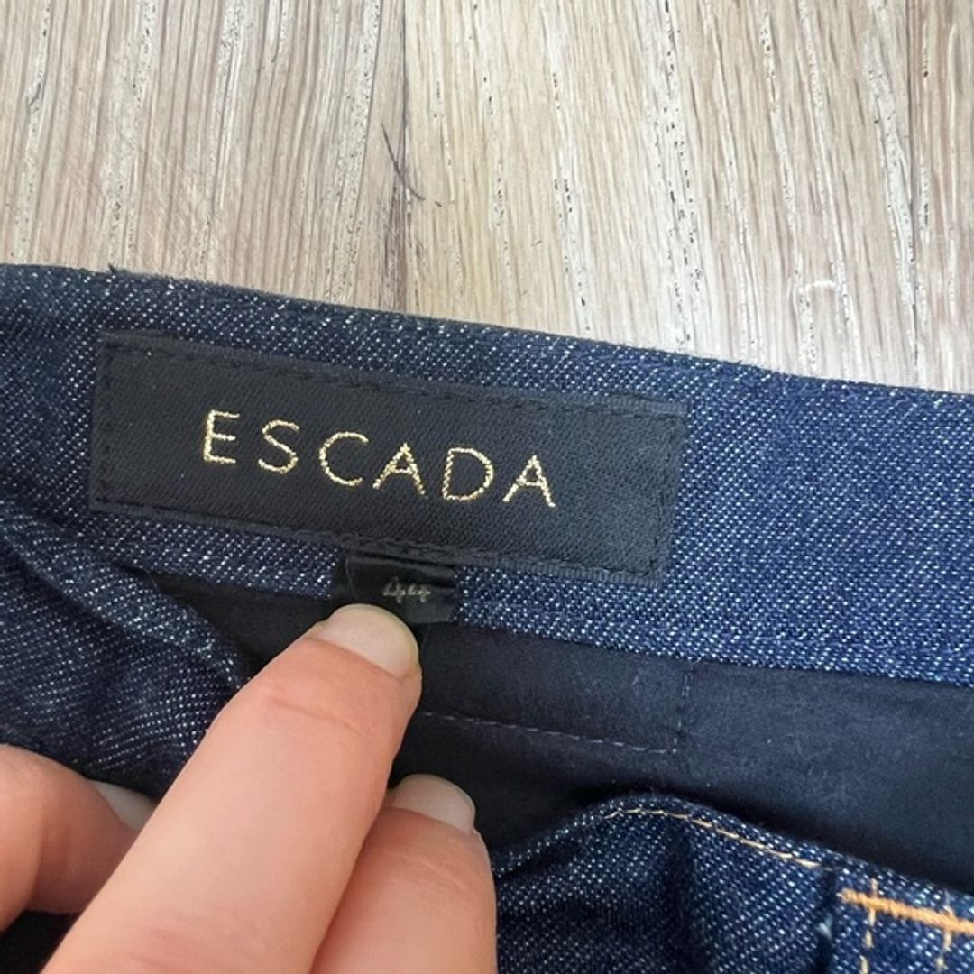 Escada Indigo Denim Jeans with Beading and Embroidery