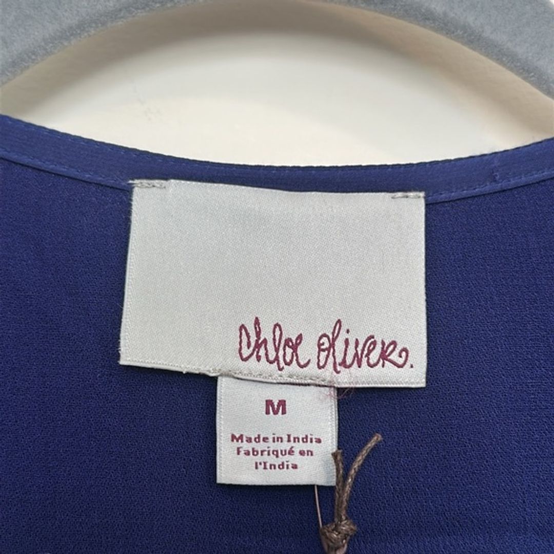 NWT Anthropologie Chloe Oliver Blue Floral Embroidered Tie Front Blouse