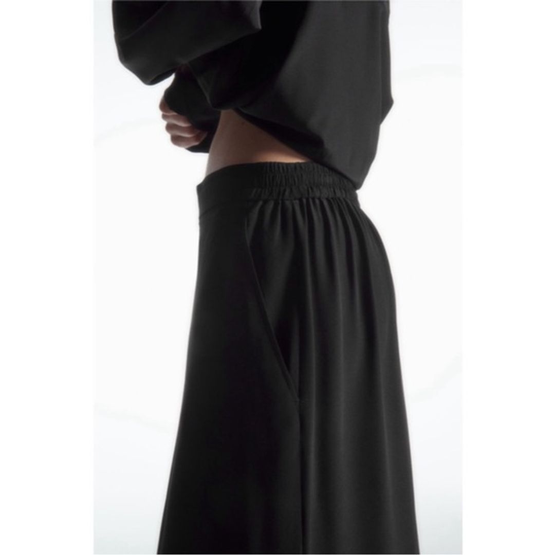 COS Black 100% Silk Wide Leg Trousers