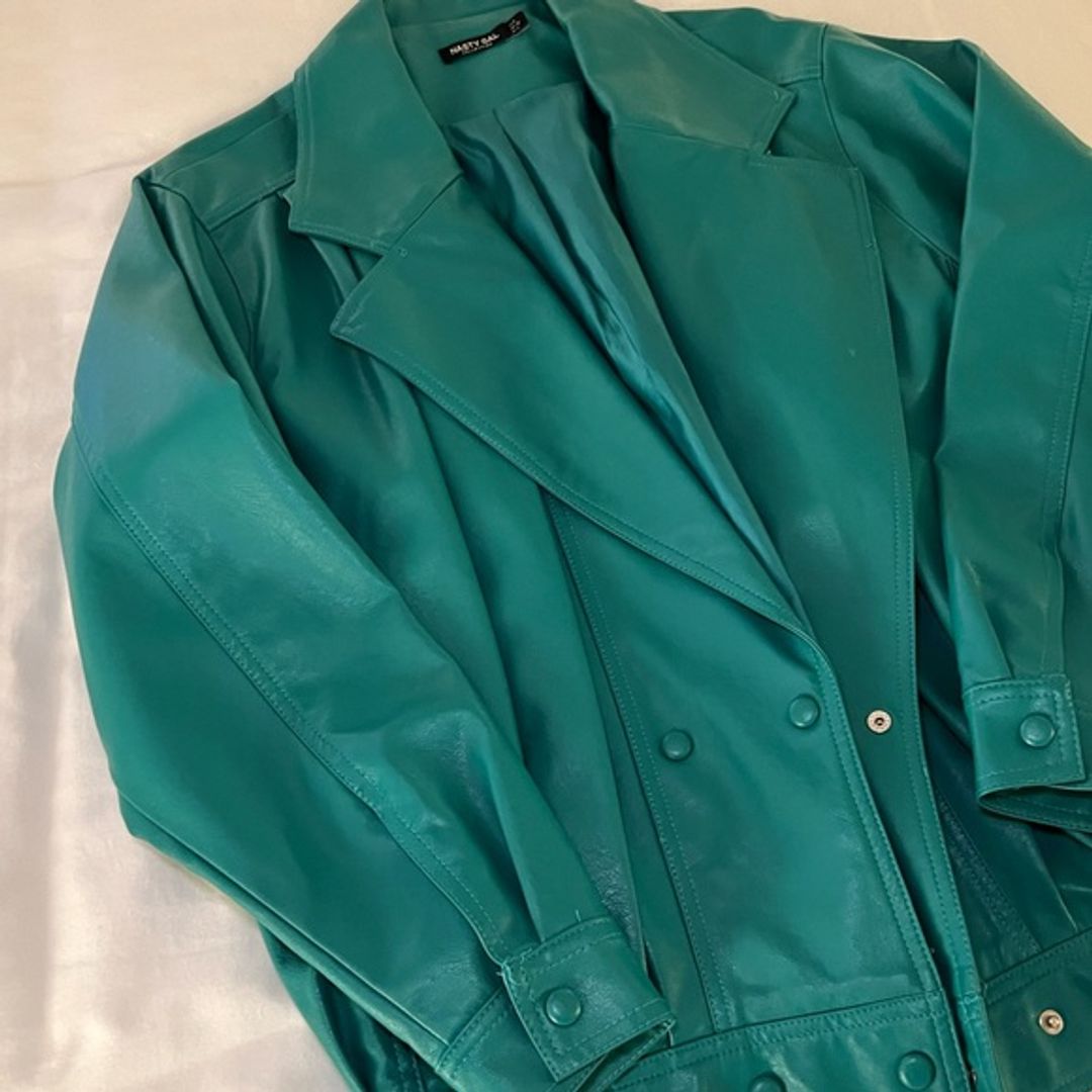 Nasty Gal Oversized Faux Leather Button Up Jacket