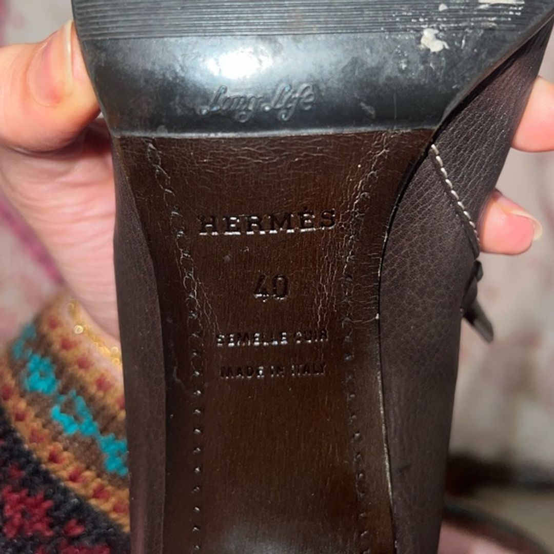 Hermès Leather Moto Kitten Heel Boots