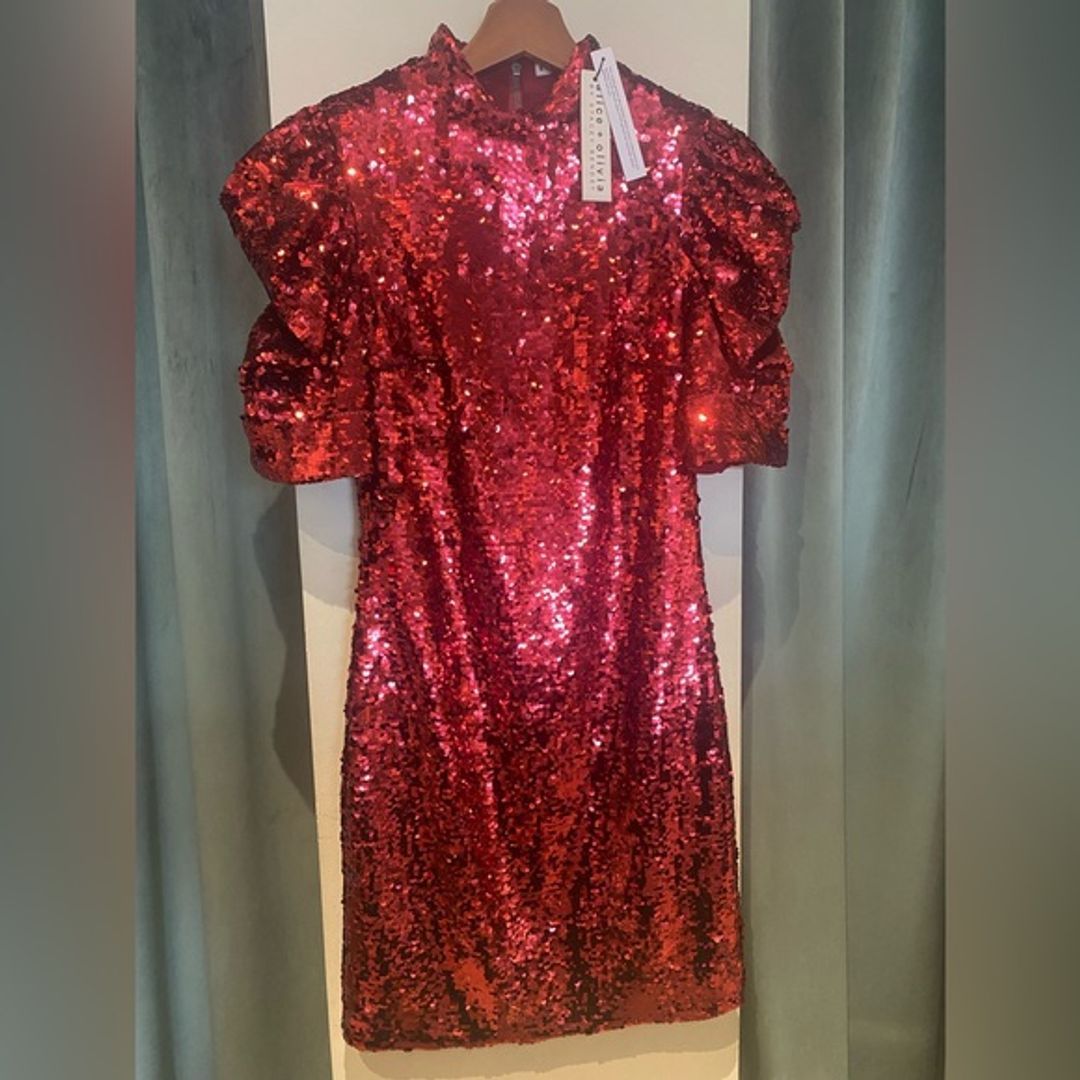 NWT Alice + Olivia Burgundy Sequin Dress