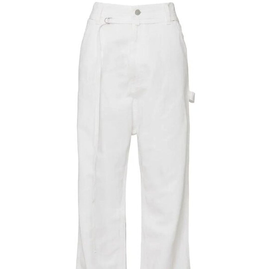 Denimist White Carpenter Drop Pants Slouchy Wide Leg Utility Size 31