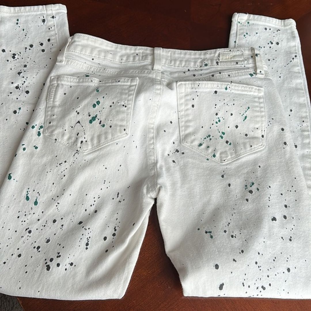 Paige Jeans White Verdugo Ankle Paint Spatter