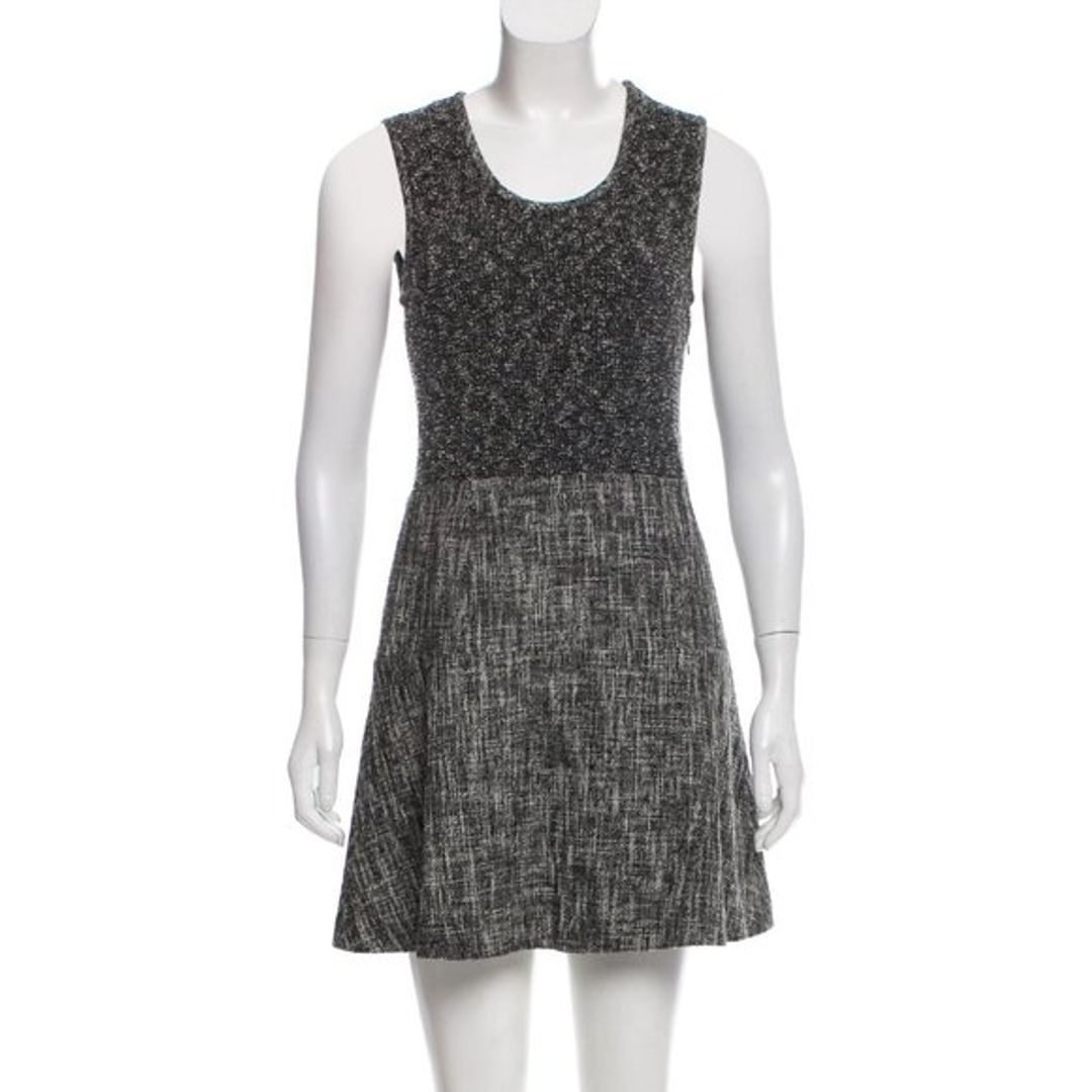 Theory Black & White Tweed Mini Dress, 4