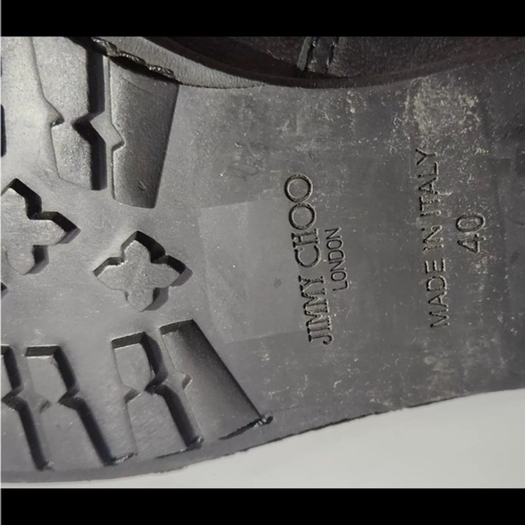 Jimmy Choo Black Crinkle Leather Ankle Biker Moto Boots