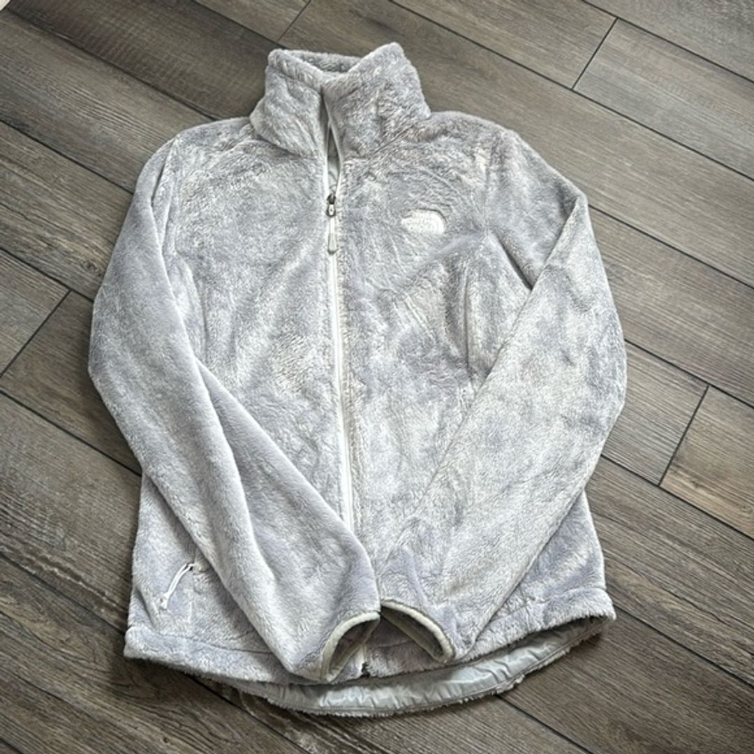 The North Face Grey Fuzzy Zip Up Jacket XS