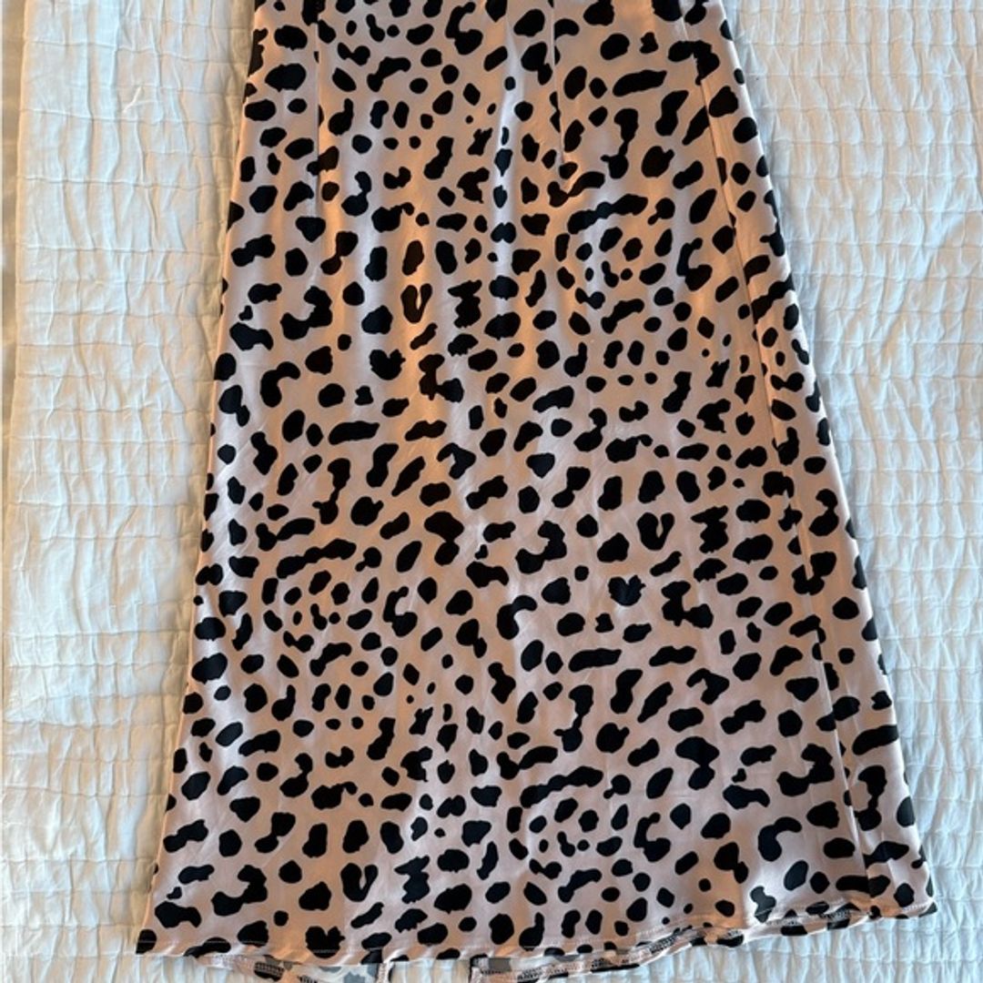 Leopard Print Silk Midi Skirt  