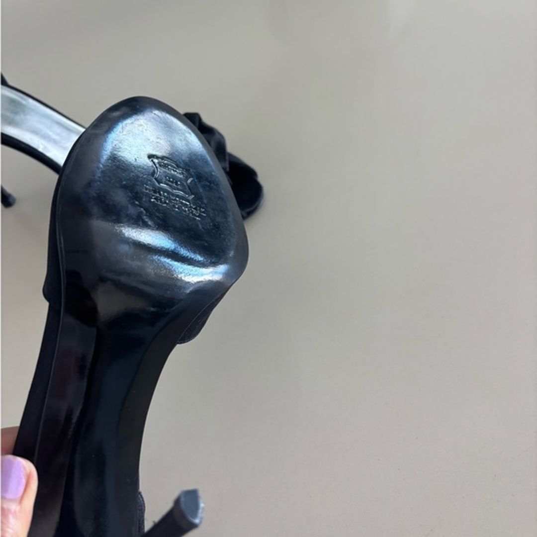 NWT Stuart Weitzman Solitaire Black Satin High-Heel Pumps