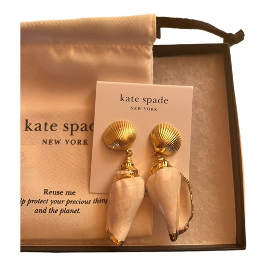 NWT Kate Spade Gold Conch Shell Drop Earrings