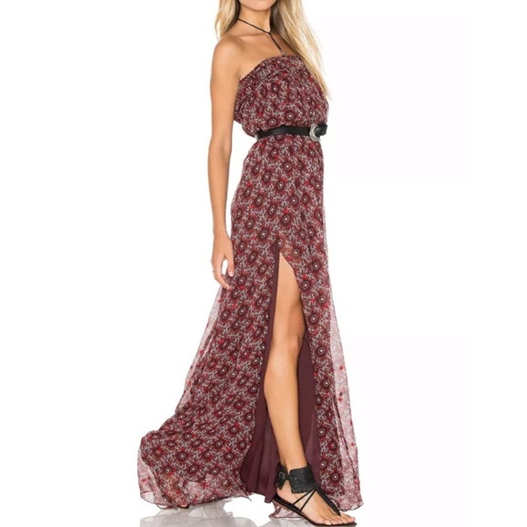 NWT Cinq a Sept Silk Embroidered Strapless Maxi Dress
