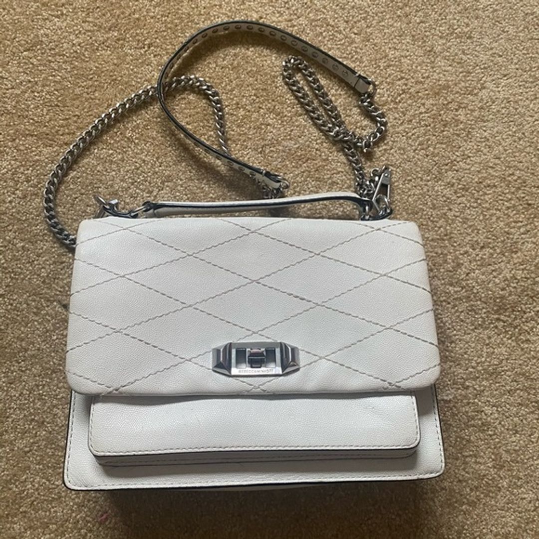 Rebecca Minkoff Je t’aime Medium White Crossbody Bag (Silver)