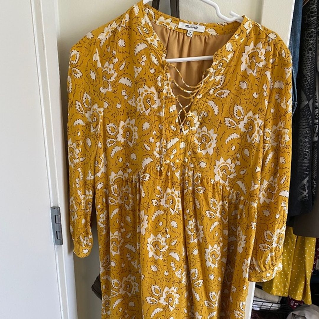 Madewell Yellow Ocre Dress Size Medium Like New