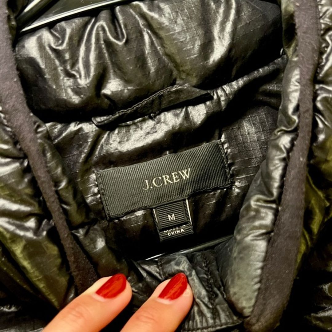 J. Crew Black Shiny Fitted Puffer Jacket