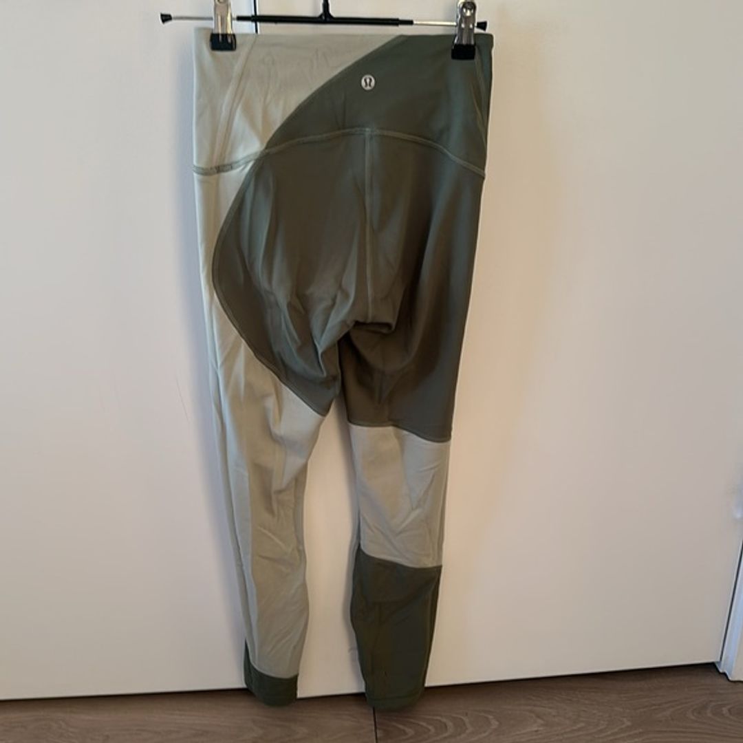 Lululemon Color Block Green Leggings with Nulu Material