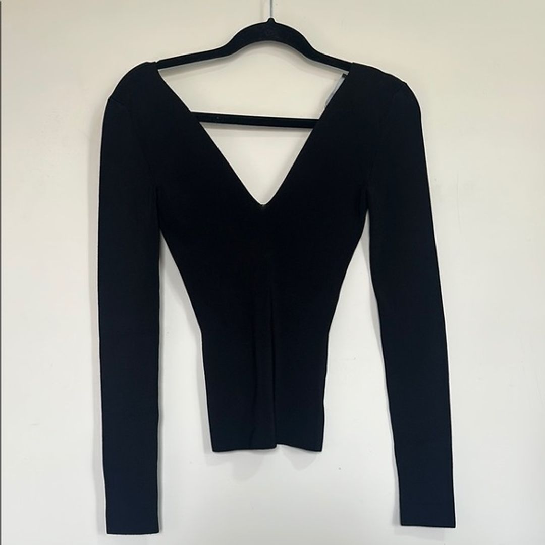 Dolce & Gabbana Black Double V-Neck Viscose Top