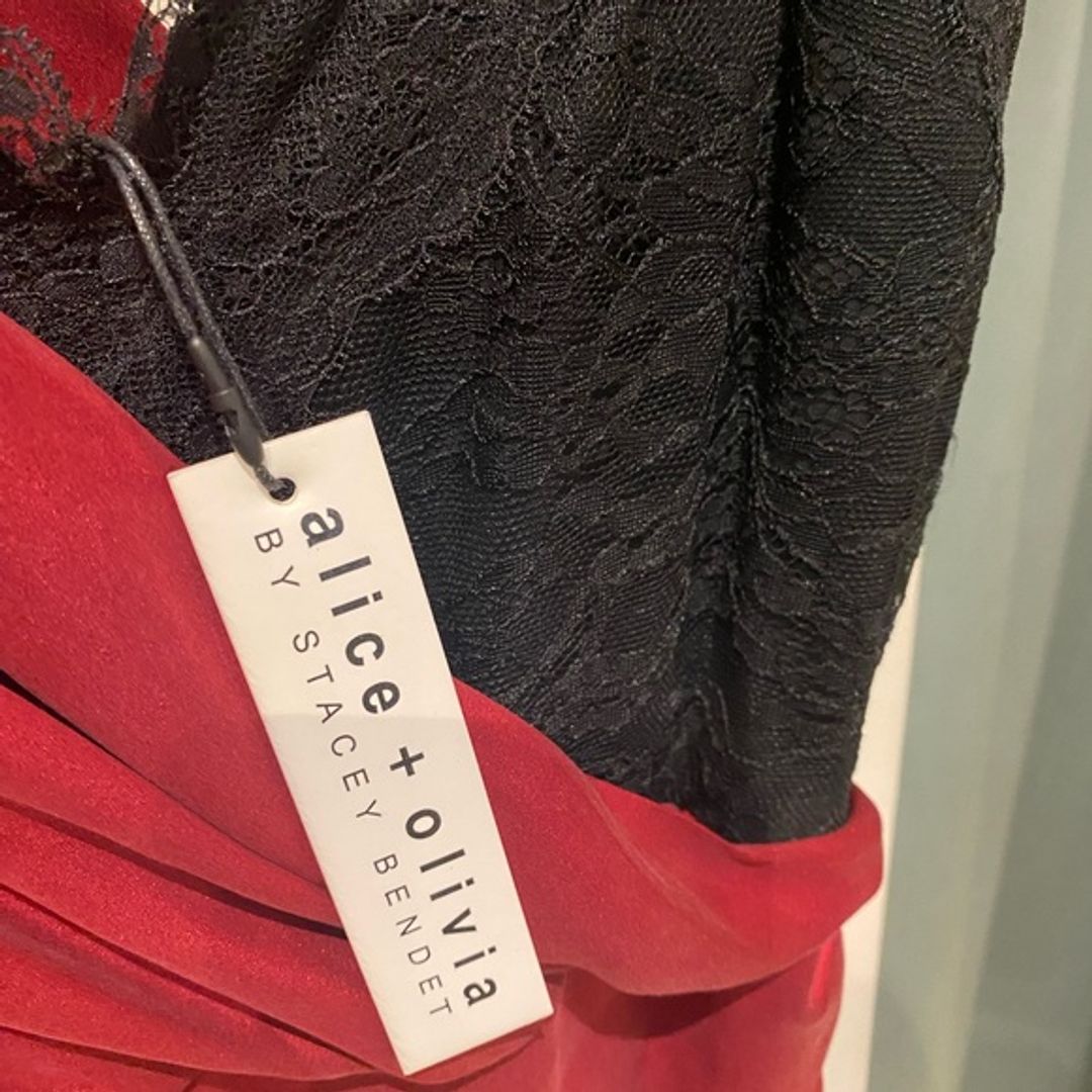 NWT Alice + Olivia Bianca One Shoulder Stretch Silk Mini Dress