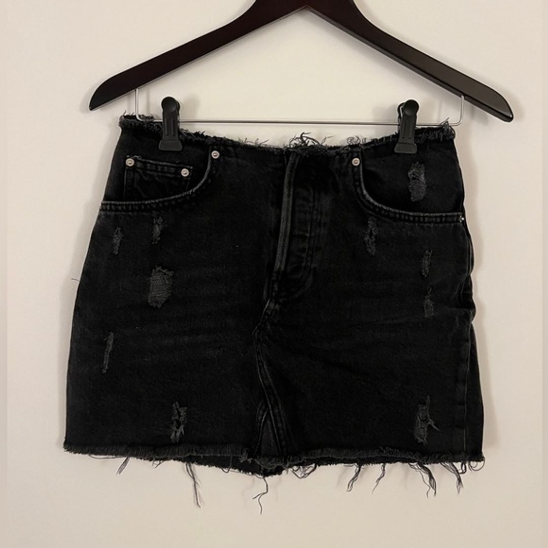BDG Urban Outfitters Distressed Denim Raw Hem Black Skirt