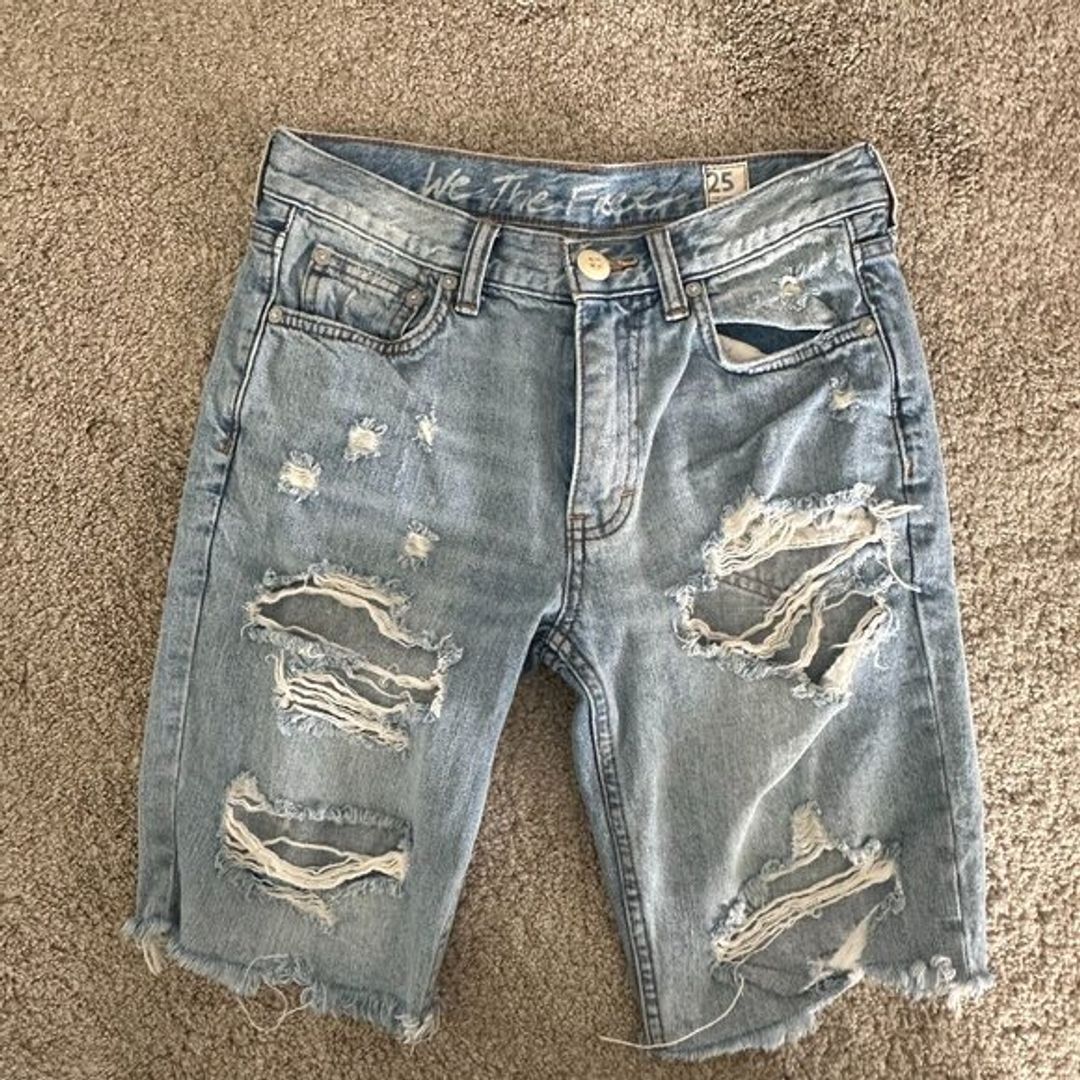 Free People Distressed Denim Bermuda Shorts