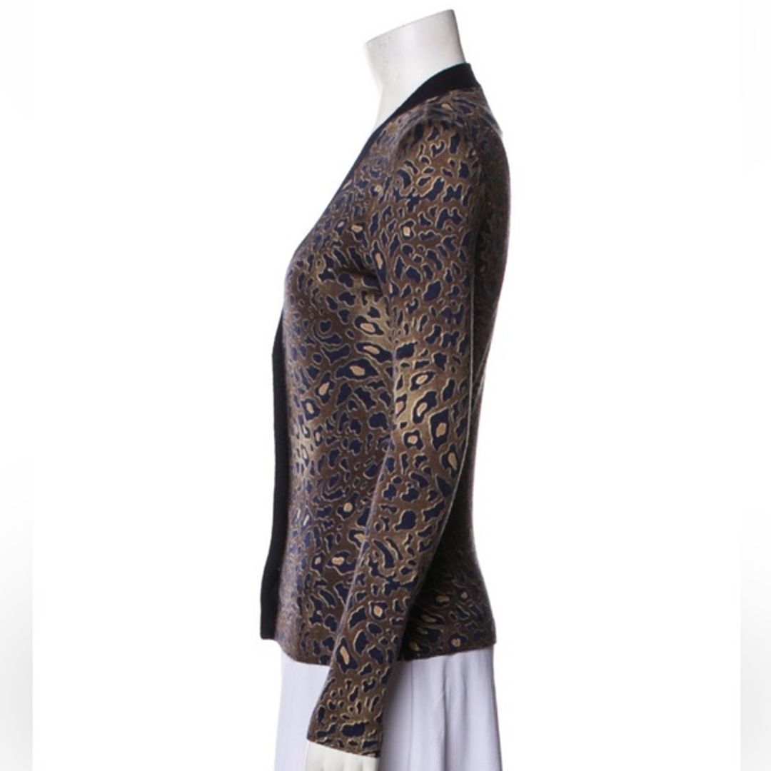 Tory Burch Merino Animal Print Cardigan Sweater