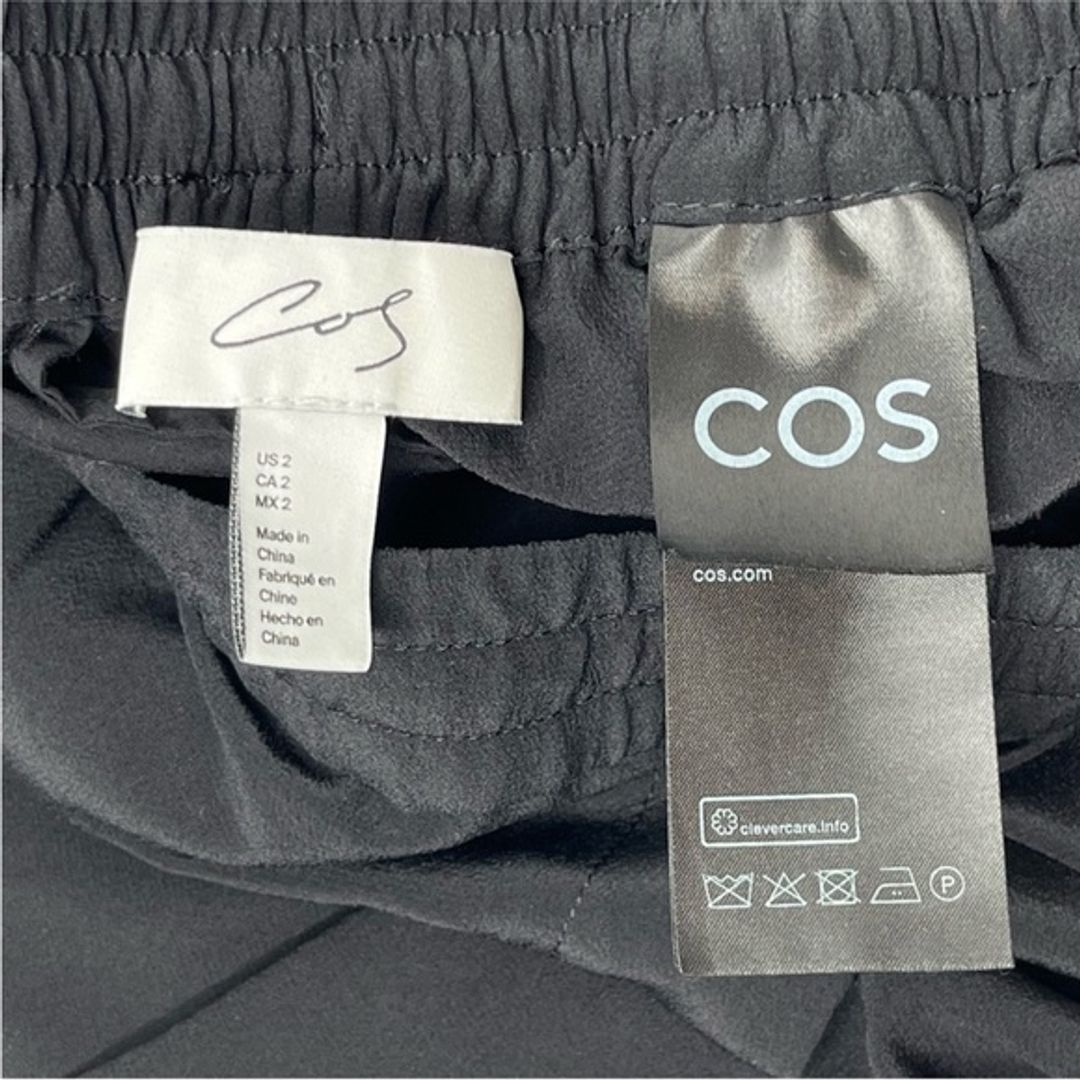 COS Black 100% Silk Wide Leg Trousers