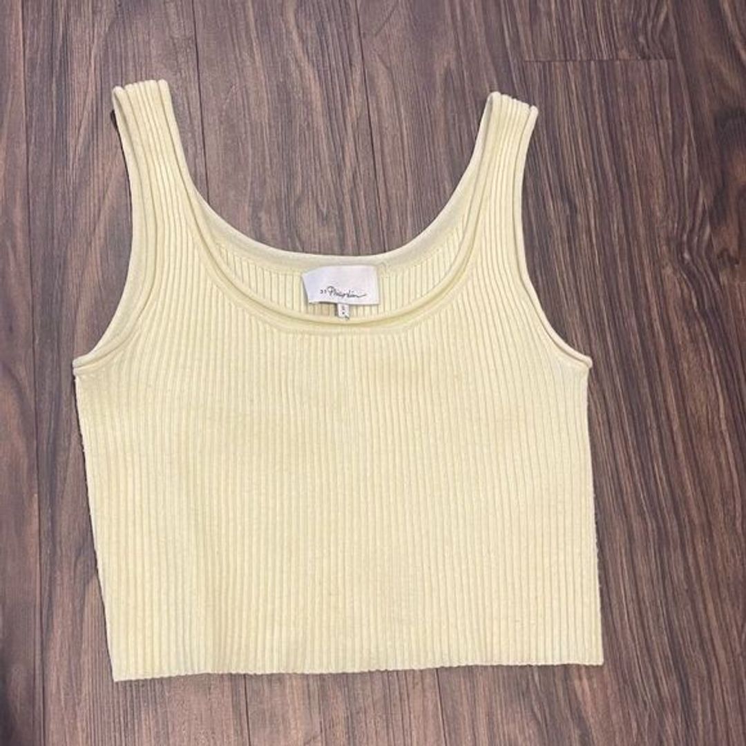 3.1 Philip Lim Yellow "Ribbed Stretch Wool Tank" Size Small