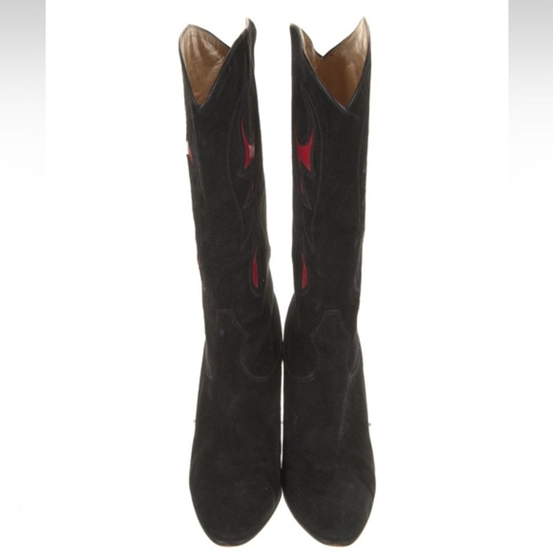 Sergio Rossi Suede Printed Western Boots