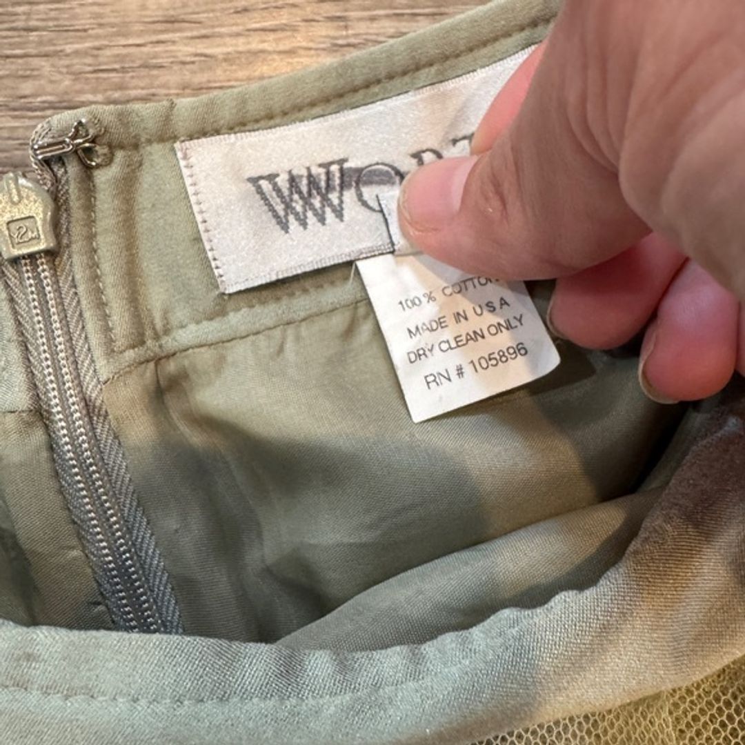 VTG Worth Green A-Line Skirt (Size 6)