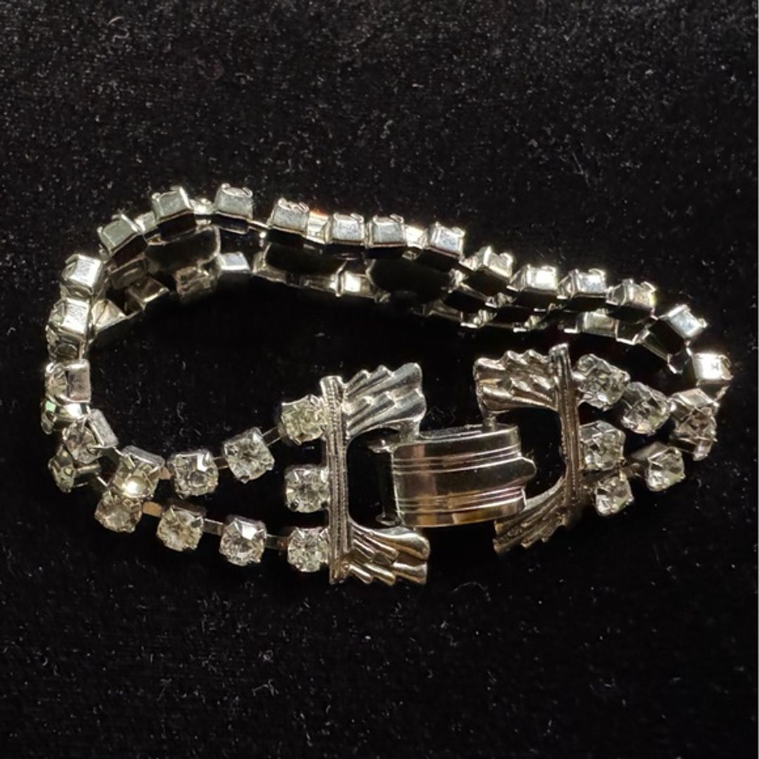 Vintage Rhinestone Silver Tone Bracelet