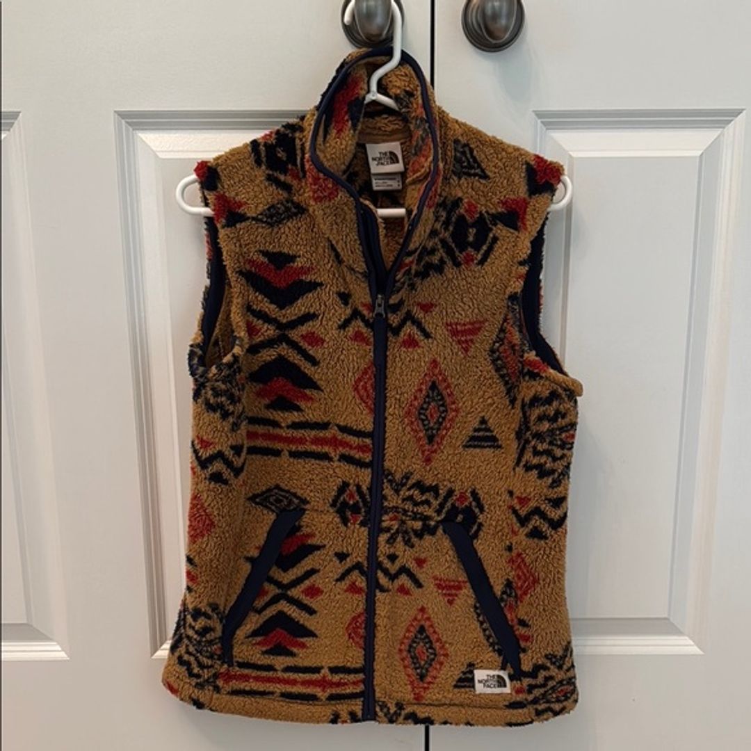 The North Face Tan and Red Patterned Vest