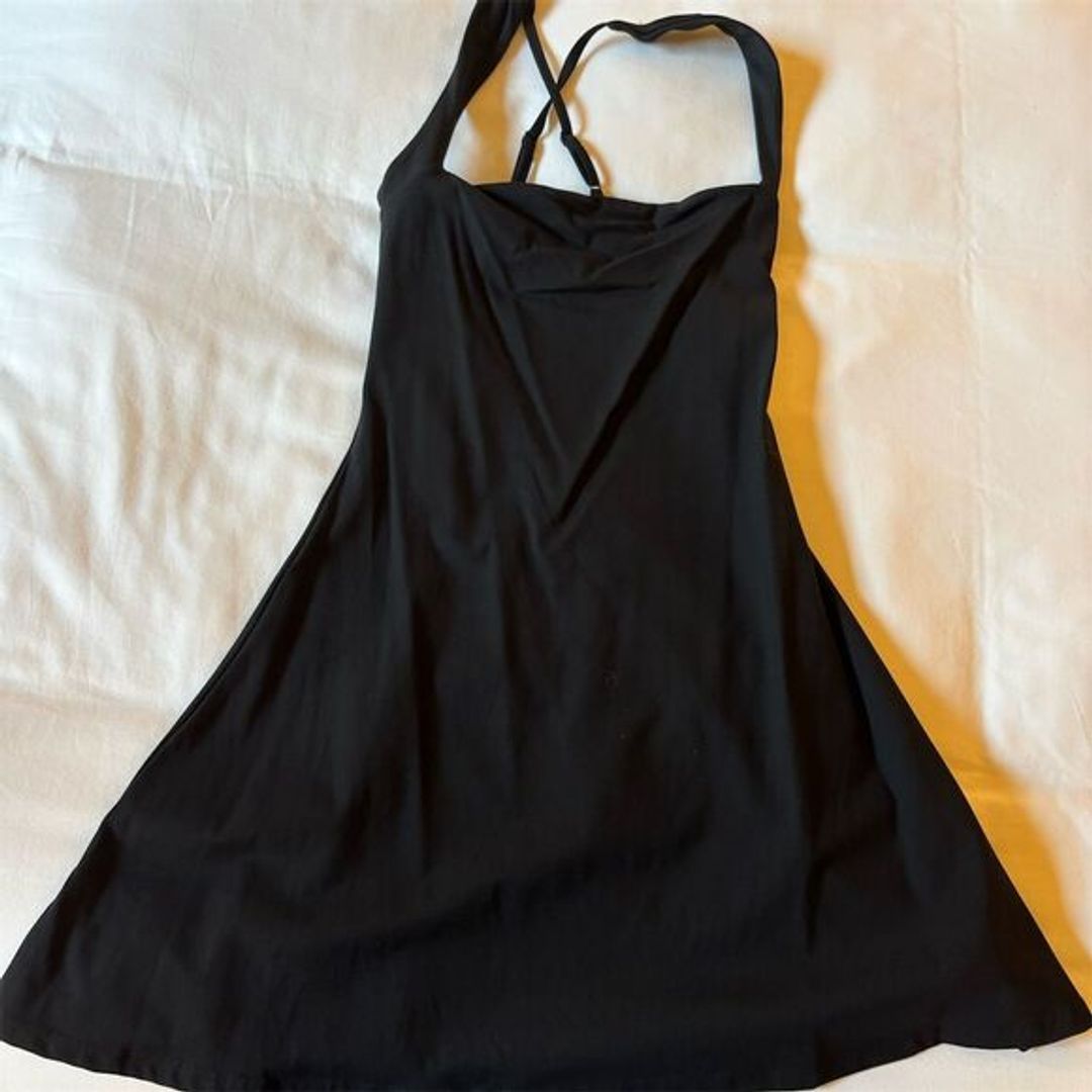 Qinsen Women's Black Strappy Mini Dress