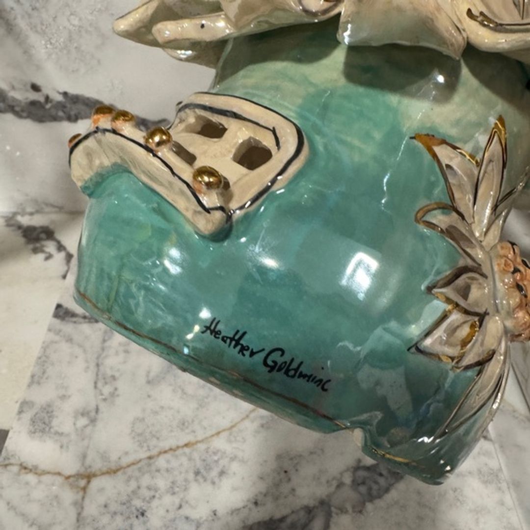 Heather Goldminc Blue Sky Tan Clayworks Tea Light Fairy House