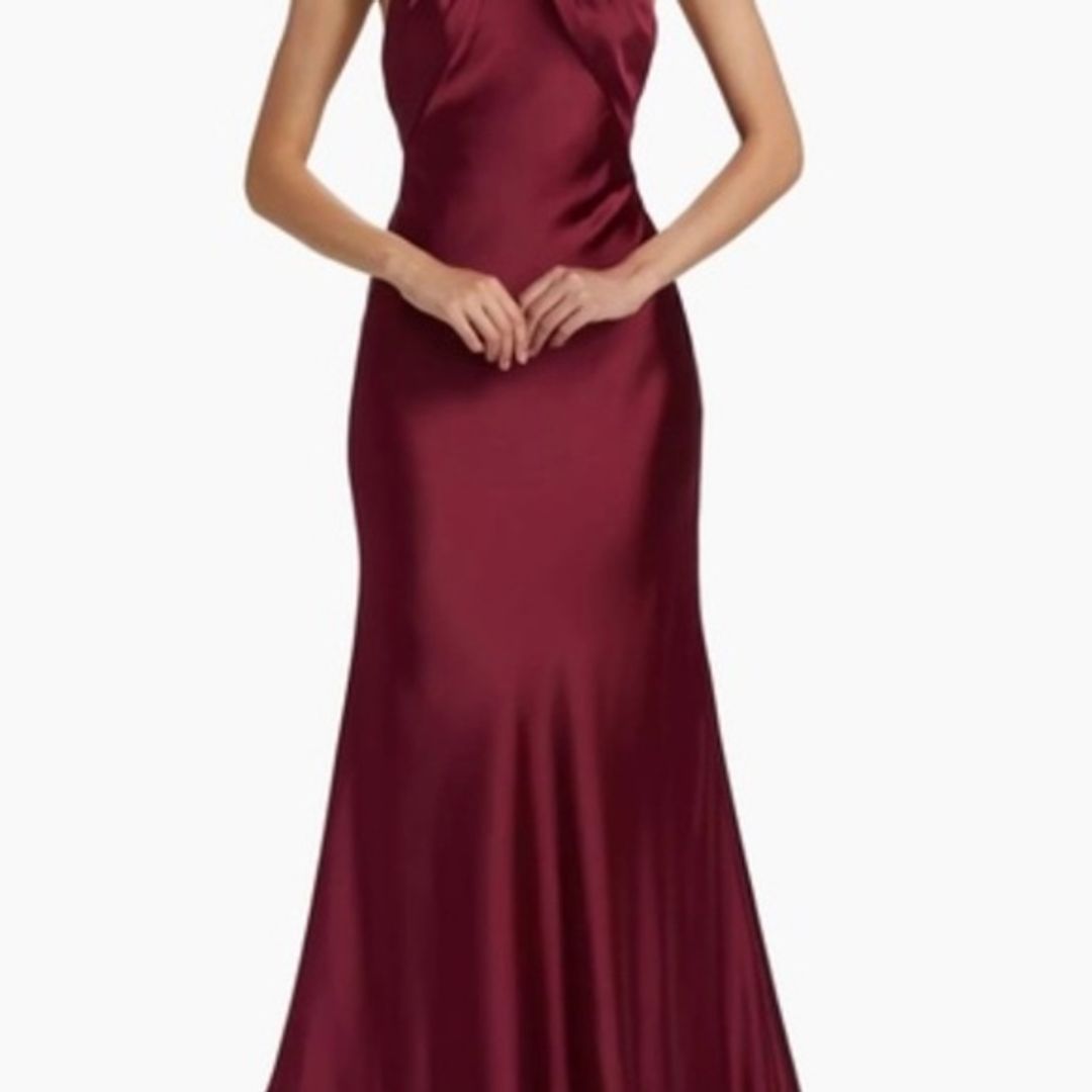 Monique Lhuillier Mallory Satin Halterneck Gown