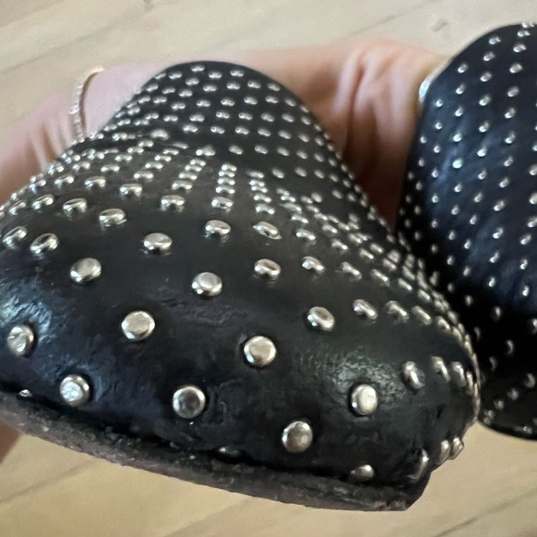 Jimmy Choo Globe Flat Black Nappa Flats with Silver Micro Studs