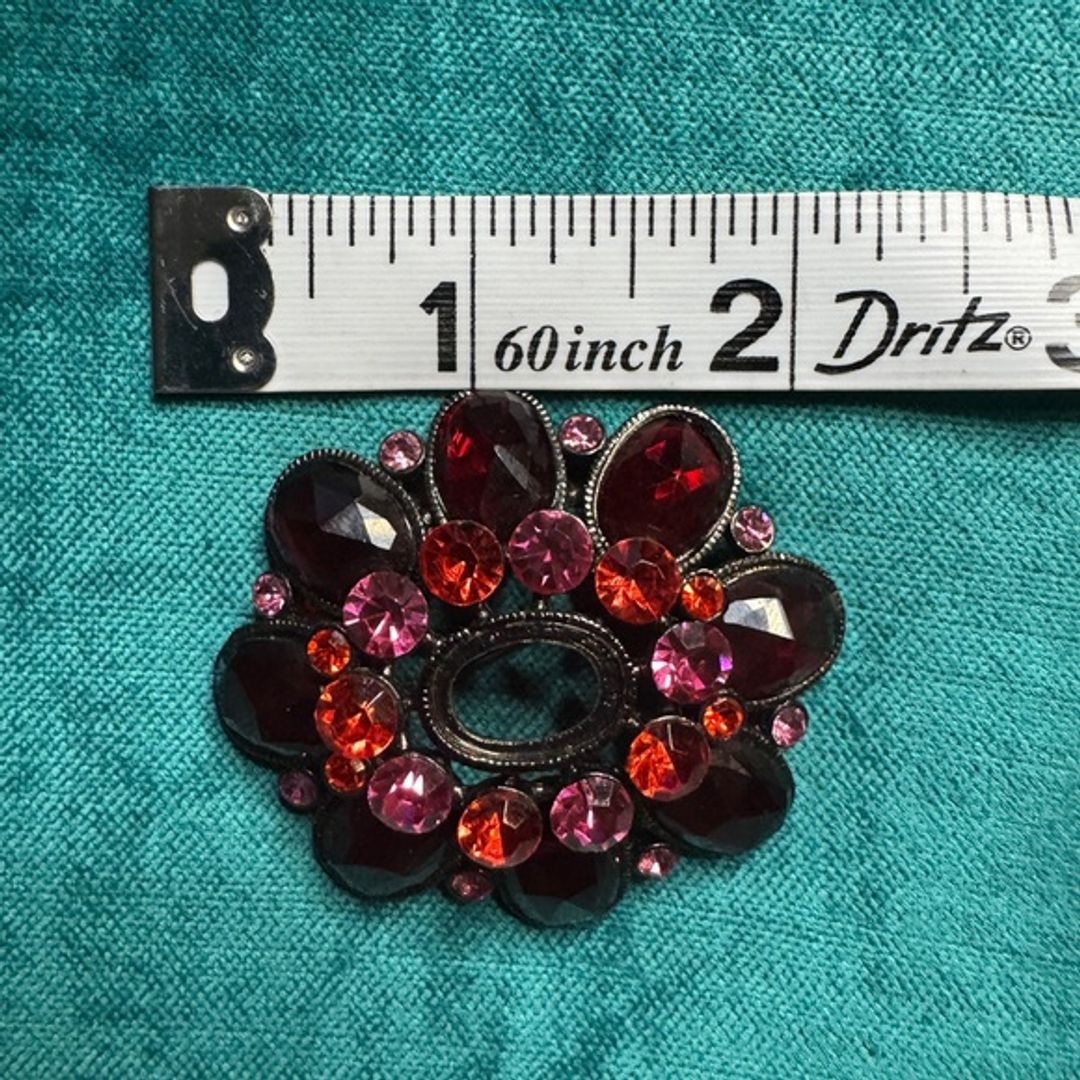 Vintage Ruby Red and Pink Gemstone Brooch