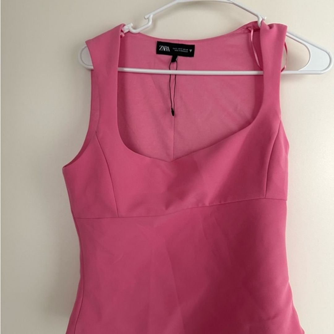 Zara Pink Square Neck Sleeveless Blouse