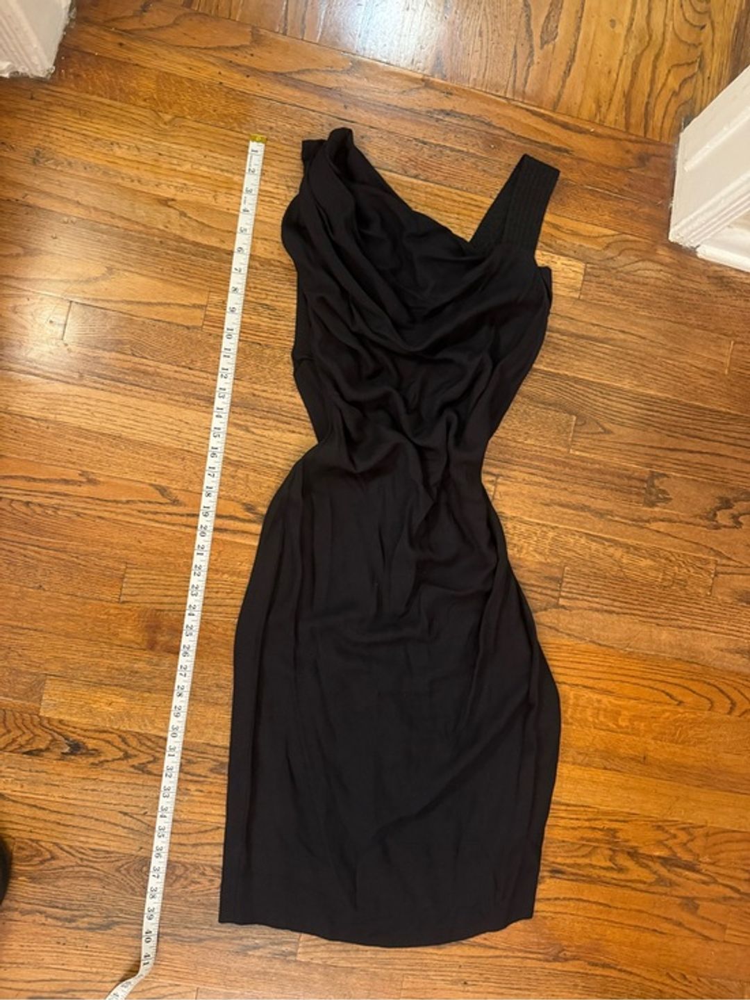 Vivienne Westwood vintage Black Draped Midi Sheath Dress 40 wool blend