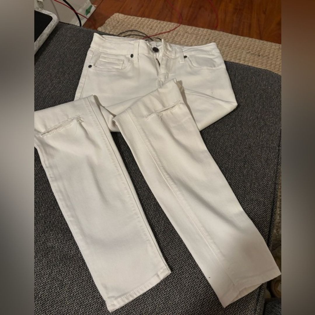 Just Black White Skinny Jeans with Knee Rips