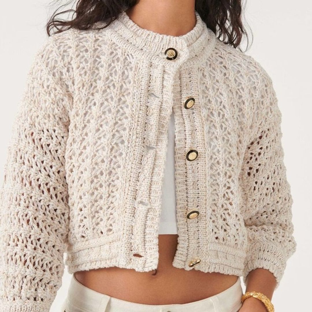 Beige Cardigan Sweater in Cream Novela