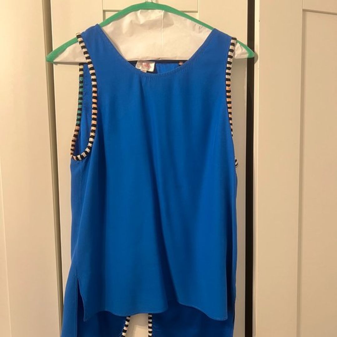 Parker Tribal Embroidered Trim Open Back Top