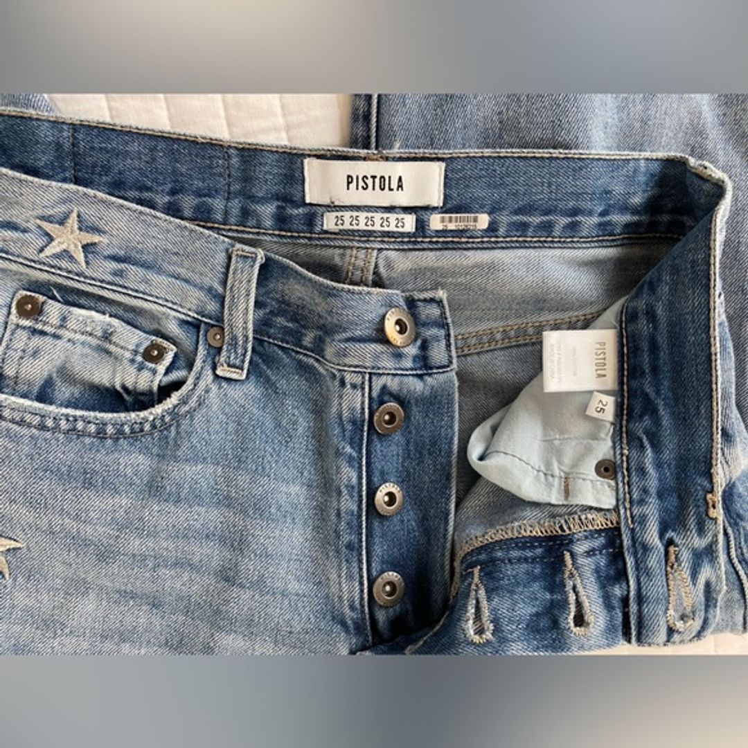Pistola Charlie Straight Leg Jeans with Star Embroidery