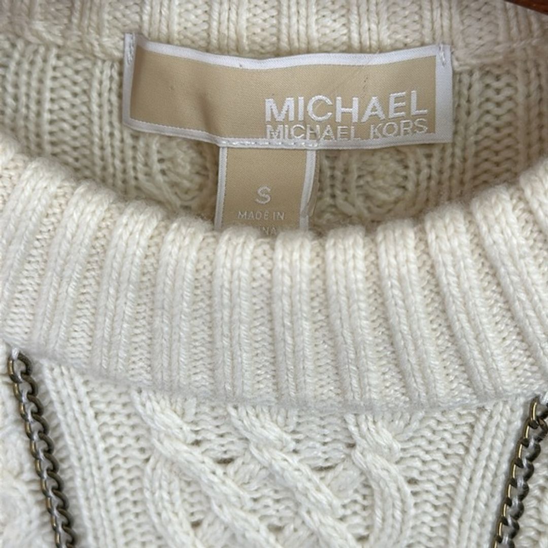 NWT Michael Kors Chain-Trim Merino Wool and Cashmere Sweater - Cream