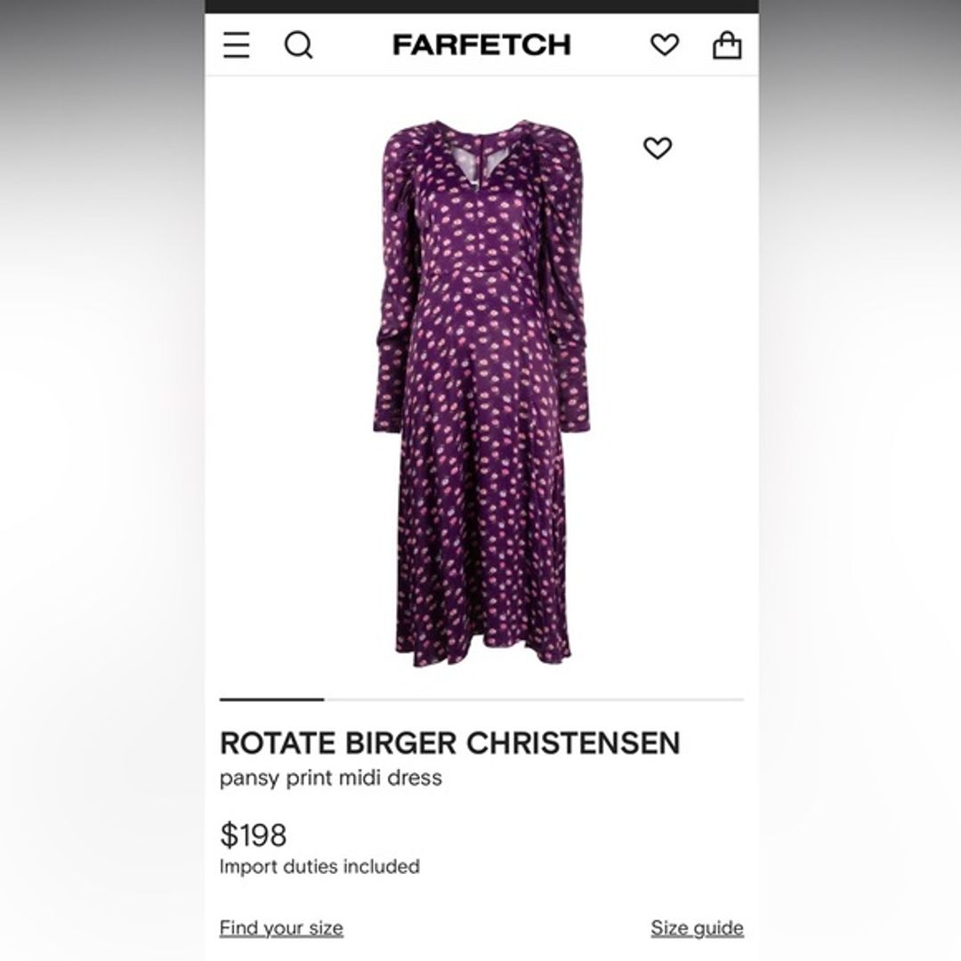 Rotate Birger Christensen Pansy Print Clair Midi Long-Sleeve Dress | Purple