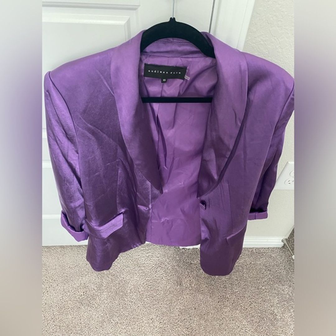 Endless Rose Oversized Purple Satin Blazer