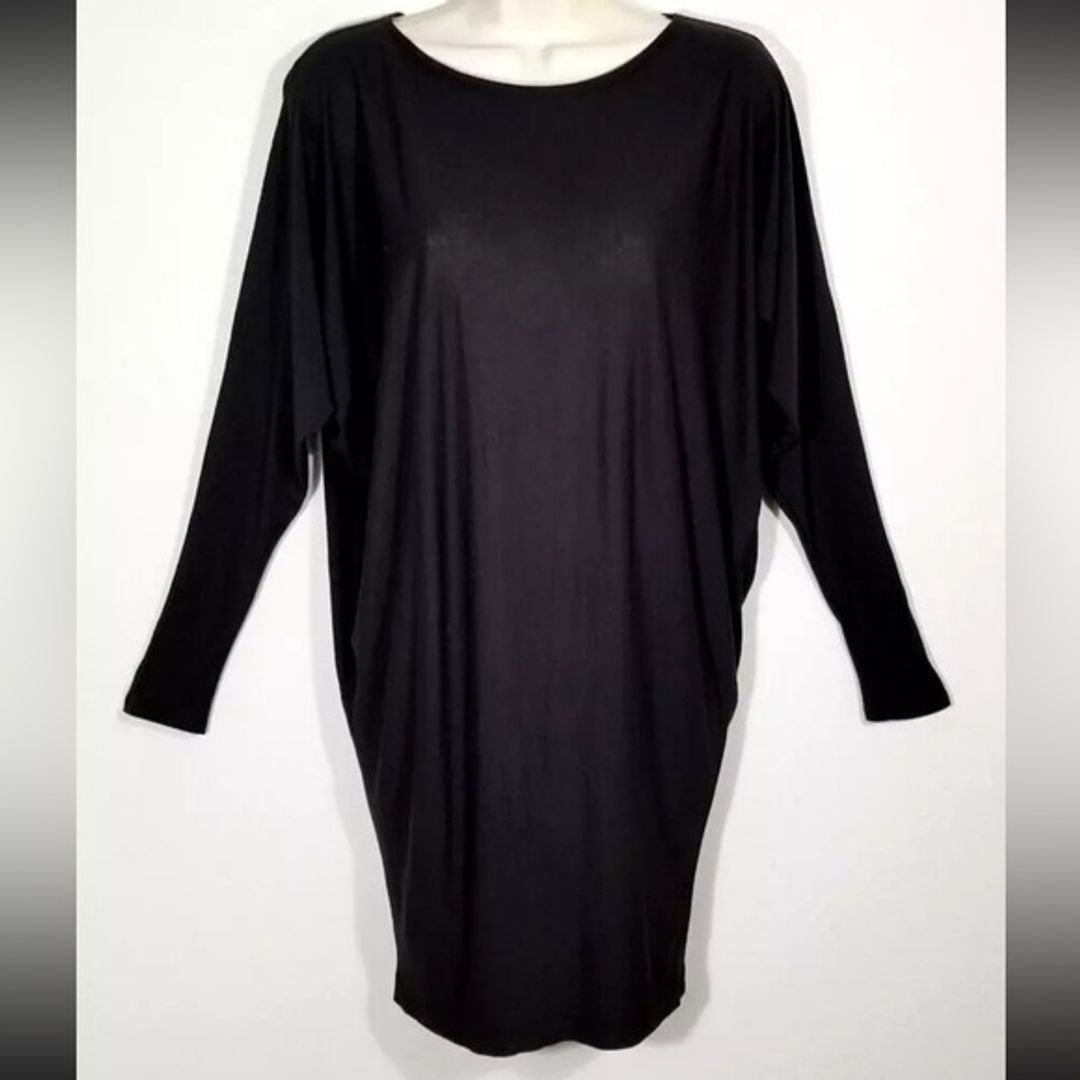 Black Tunic Tee Top Dolman Long Sleeve