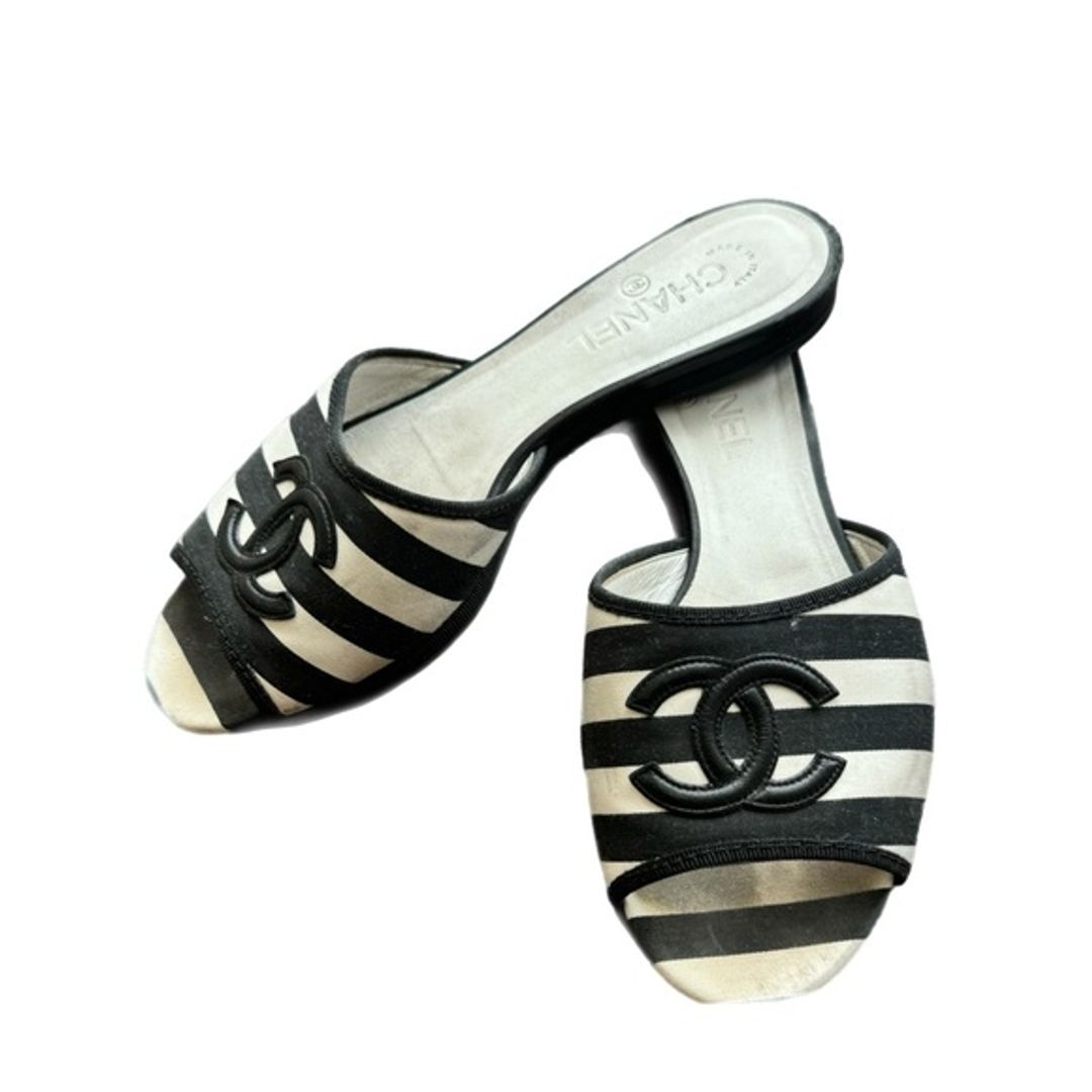 Chanel Black and White Sandals CC