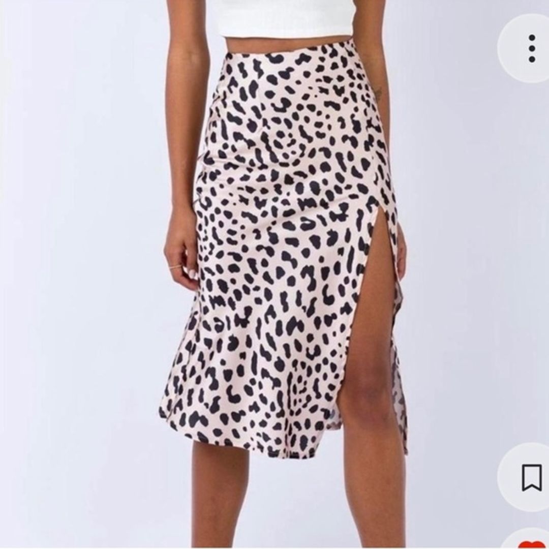 Leopard Print Silk Midi Skirt  