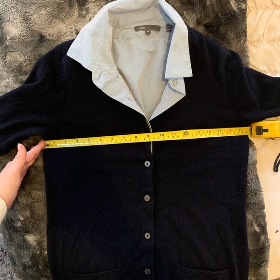 Vince 100% Cashmere Sweater with Button Down Collar and Pockets