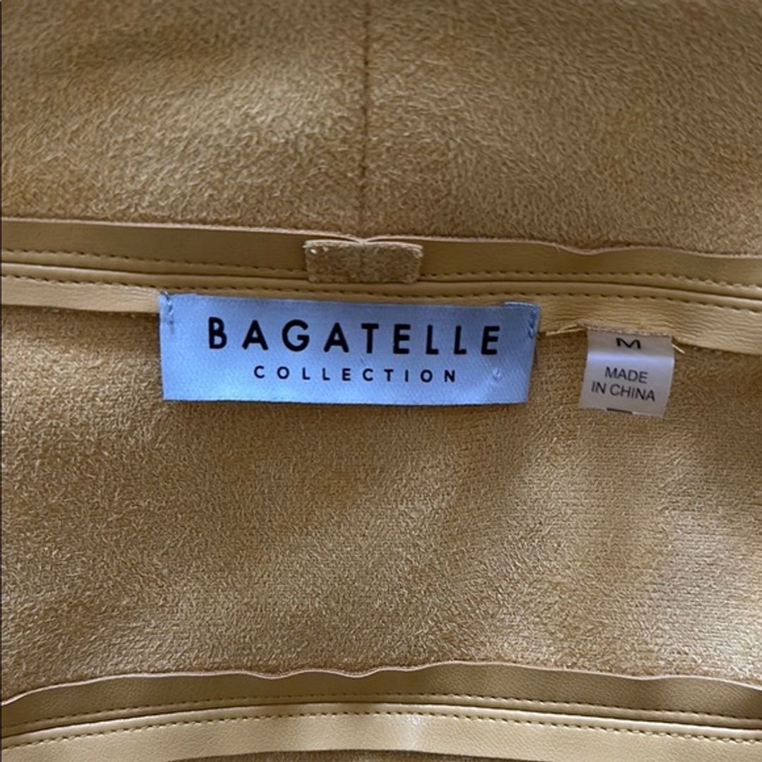 Bagatelle Faux Leather Moto Jacket with Design and Draped Lapel